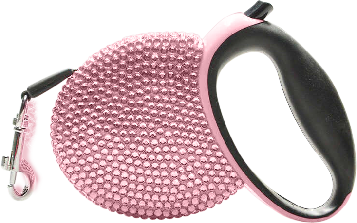 Luksuzni Zložljivi Pasji Povodec s Kamenčki Luxury Rhinestone Retractable Dog Leash